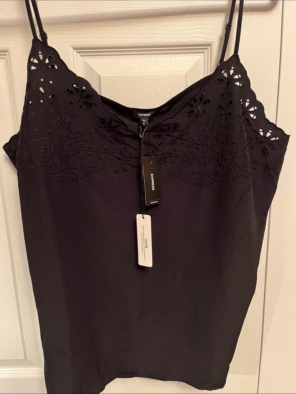 Express Black Eyelet-Trim Spaghetti Strap Cami - Picture 4 of 6